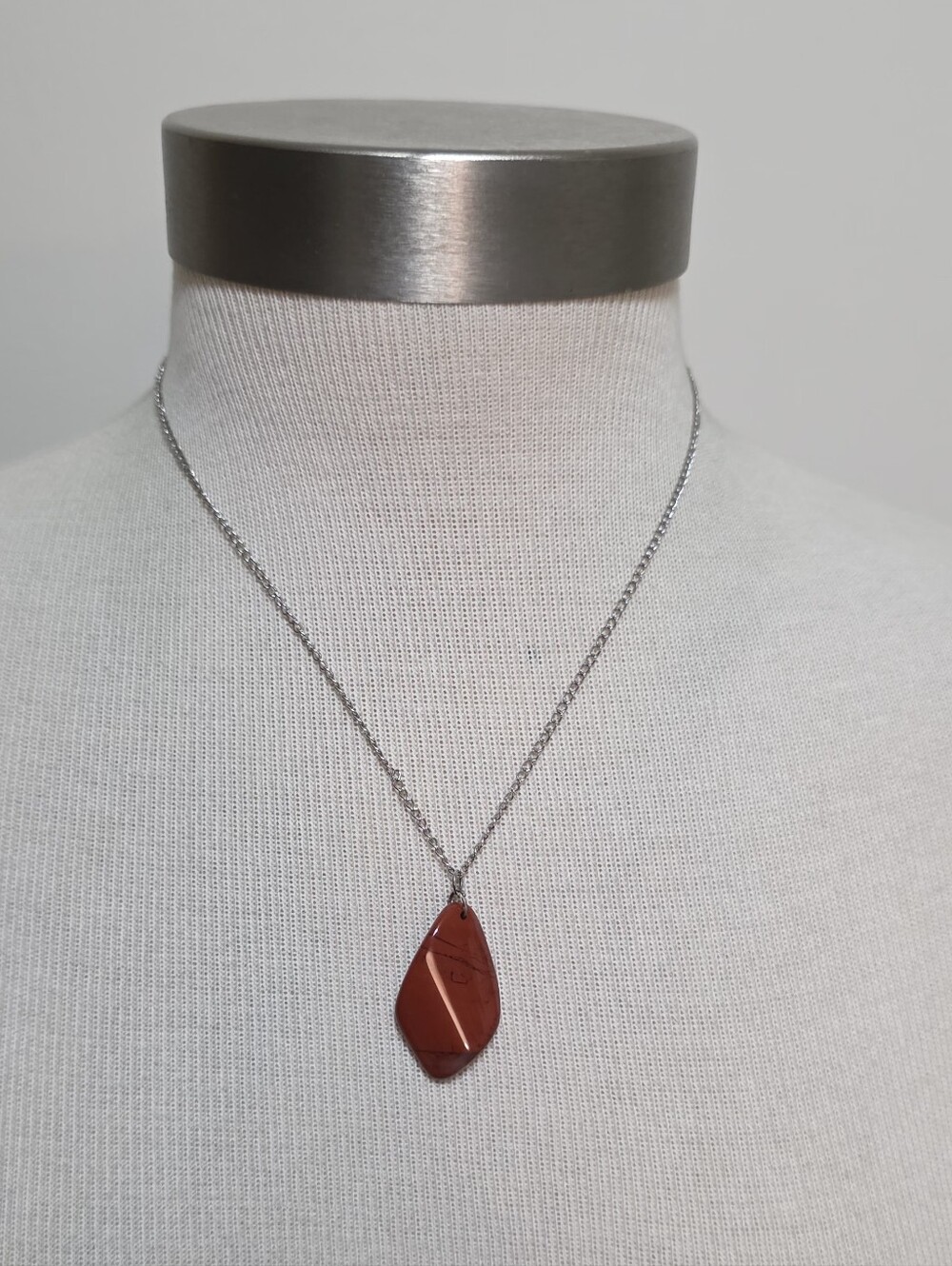 Hand Crafted Polished Red Jasper Pendant Necklace